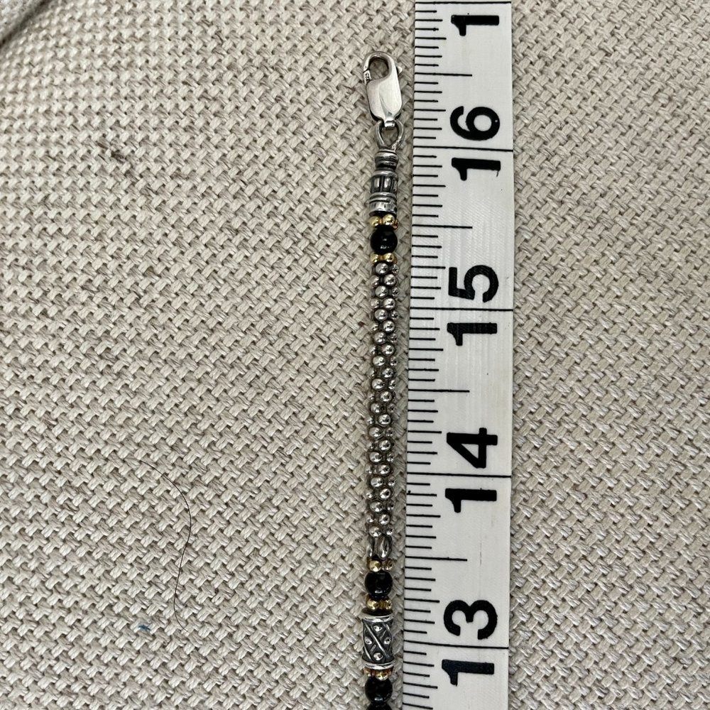 Authentic Lagos Caviar Sterling Silver & 18K Yellow Gold Black Onyx Necklace - Picture 5 of 9